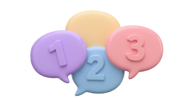 Isolated Numbered Speech Bubbles for Sequencing and Prioritization