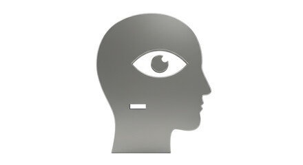 Isolated Human Head with Eye and Minus Symbol