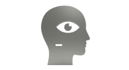Isolated Human Head with Eye and Minus Symbol