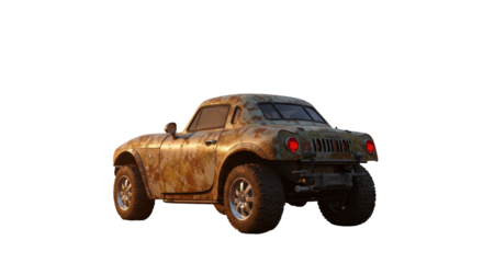 Isolated Rusty Off-Road Vehicle with Vintage Charm