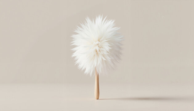 White pipidaster for dust with fluffy texture on neutral background