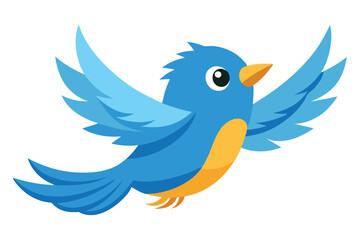 Fototapeta premium Flat of a Blue Bird with Yellow Belly and Beak Isolated on White