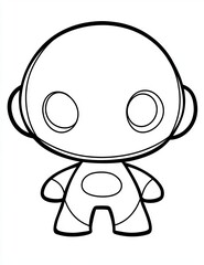 Blank robot cartoon outline with oversized head and small body.