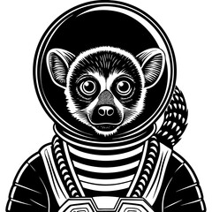 Cosmic Astronaut Lemur Silhouette – Futuristic Space Art Design