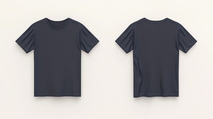 Blank Dark TShirt Front  Back on White with Mockup for Design.