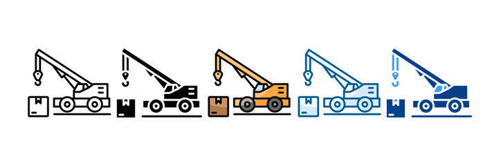 Crane Icon Set Multiple Style Collection