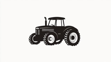 Obraz premium Classic Tractor Silhouette, Farm Machinery, Black and White Design, Agriculture Industry