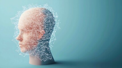 human face with digital connection in the background.
