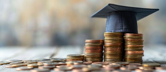 Graduation Cap on a Stack of Coins