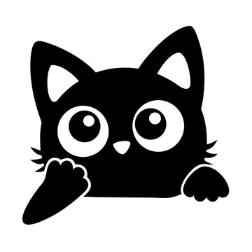 recommend clip art: a cute black cat with big eyes, peeking over a surface