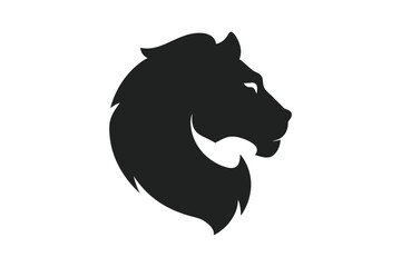 Lion head silhouette vector illustration with animal design elements