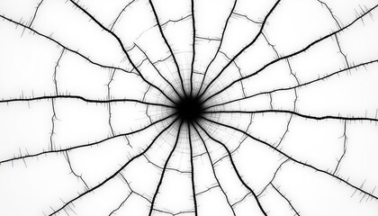 Obraz premium Black cracked screen texture illustration isolated on white. Surface break effect, wall ground damage fracture, split fissure from impact. Destroyed broken window, glasses. Design for graphic