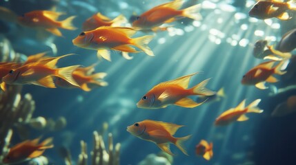 Goldfish Aquarium Underwater Scene