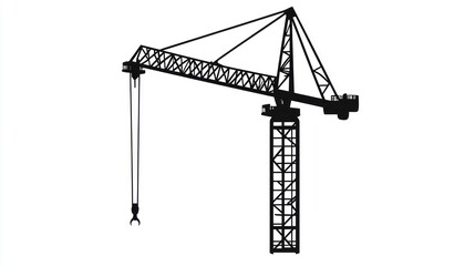 Construction Crane Silhouette, Isolated, Ready for Work