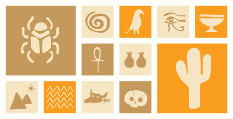 Ancient Symbols Composition: A curated collection of ancient Egyptian symbols, presented in a visually harmonious and illustrative composition. 