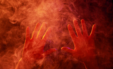 Hands Raised in the Mist