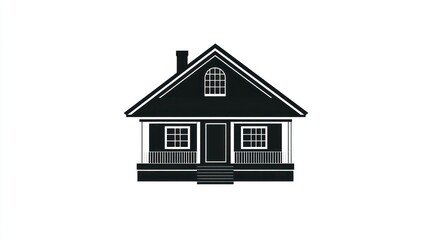 Fototapeta premium Simple silhouette of a house, front view, tranquil background, for real estate or architectural illustrations