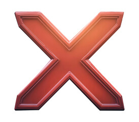 Obraz premium Shiny Red X Sign on Black Surface
