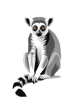 A lemur vector illustration on a minimalist white