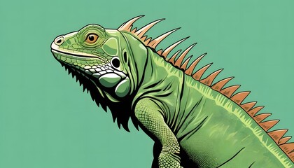 Obraz premium An iguana vector illustration on a minimalist light green