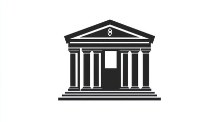 Classic building silhouette, ancient architecture, illustration, graphic design, vector art