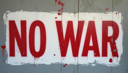 No War graffiti message on a gray wall