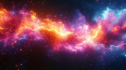 Naklejka premium Cosmic Nebula Energy Stream, Space Background, Abstract Art