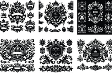Luxury Ornamental Frame & King Crown Vector Design - Digital Download