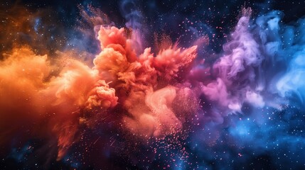 Naklejka premium Abstract Color Explosions in Vibrant Blue and Orange 