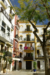 Dalt Vila, Ibiza, Balearic Islands, Spain. The streets of the old Ibiza town.