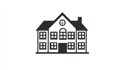 Fototapeta premium Simple black and white house silhouette, suburban home, illustration, graphic design, for educational materials