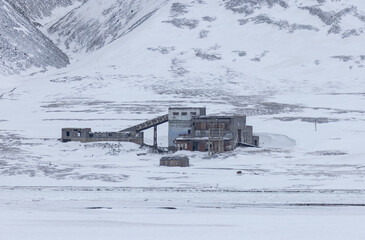 Coles bay, small abandoned mining settlement on Spitsbergen island in the Arctic © Jonas