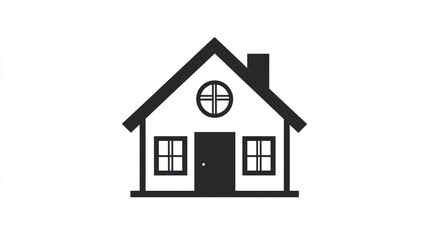 Fototapeta premium Simple house icon, black and white