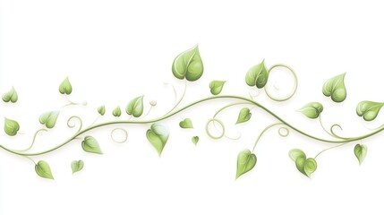 Obraz premium Elegant Green Vine with HeartShaped Leaves and Curly Tendrils for Design and Decorative Purpos