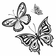 Fototapeta premium butterfly tattoo art stickers black sketches 