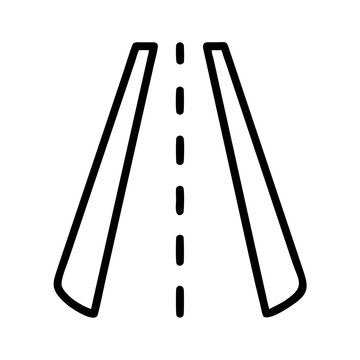 Road markings icon showing two parallel lines with a dashed center line for lane division on a highway