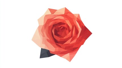 Geometric Rose Art Abstract Polygonal Design with Vibrant Red and Peach Tones for Creative Pro