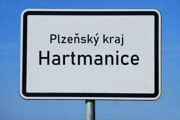 Ortsschild Plzeňský kraj Hartmanice