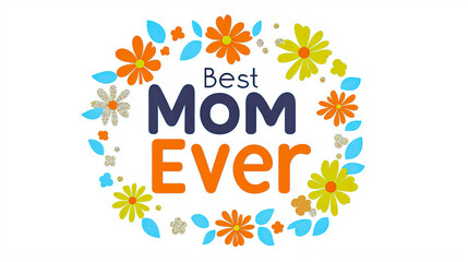 Fototapeta premium Celebrate creativity with vibrant text for the best mom, surrounded by cheerful flowers