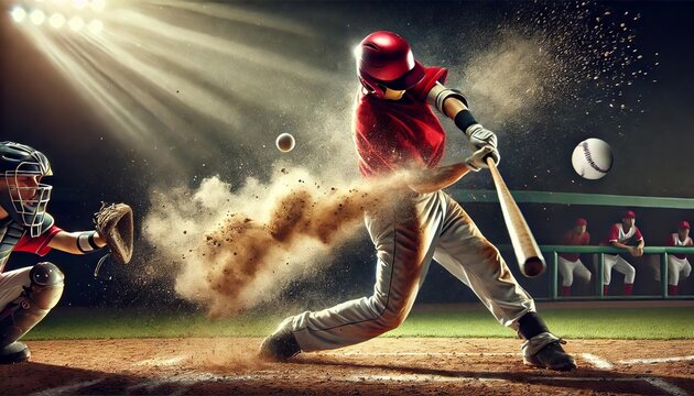 Dynamic Baseball Action with Dust and Motion Effects