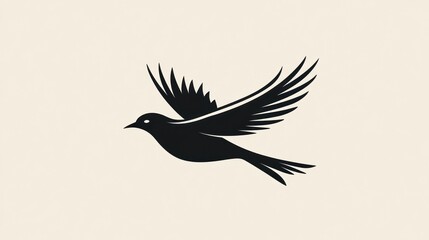 Obraz premium Silhouette of a Bird in Flight Minimalist Design for Nature and Freedom Themes