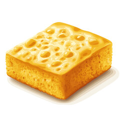 Square Slice of Cornbread Vector Illustration