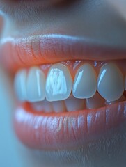 Healthy white teeth and pink gums in a close-up view showcasing optimal dental hygiene and care Generative AI