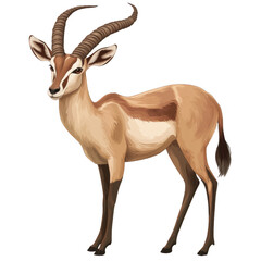 Fototapeta premium Gazelle antelope horn savanna wildlife grace speed nature mammal landscape eye alert animal hoof isolated on transparent background, png