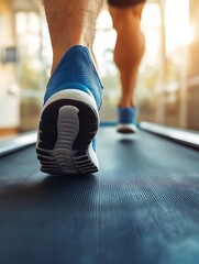Man's Feet on Treadmill.