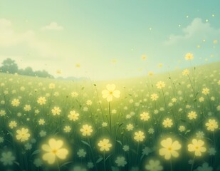 Obraz premium A Lush Green Field Highlighting a Yellow Clover