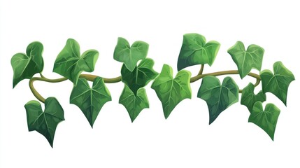 Vibrant Green Leaves on a Stem Ideal for Nature and Botanical Designs Perfect for Backgrounds