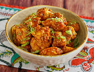 honey teriyaki chicken topped with green onion