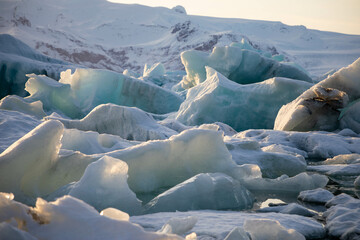 Icebergs in the glacier lagoon in Iceland