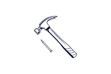 hammer and a nail clip art vector illustration